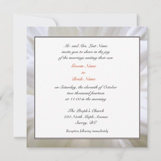 Invitation des parents de chambre, pure fleur marg (Devant)