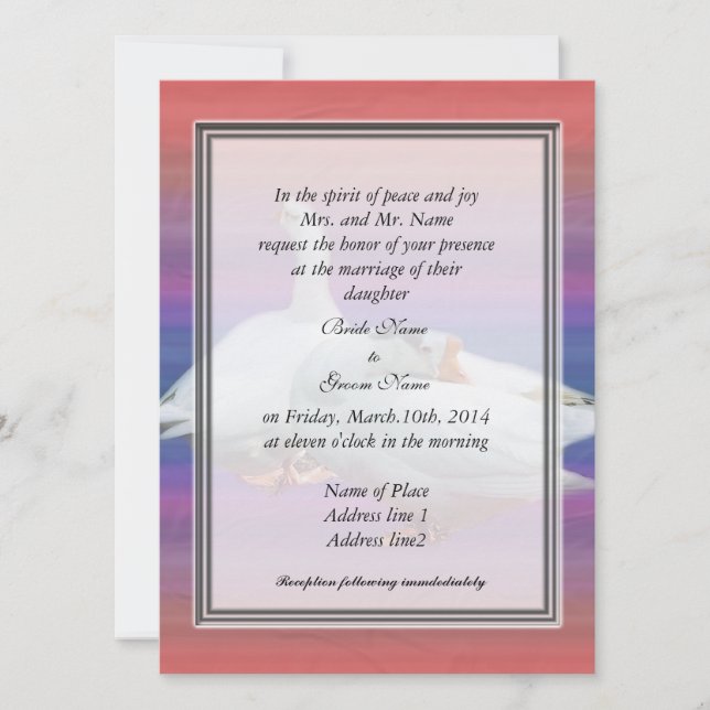 invitation des parents de la mariée, deux oies bla (Devant)