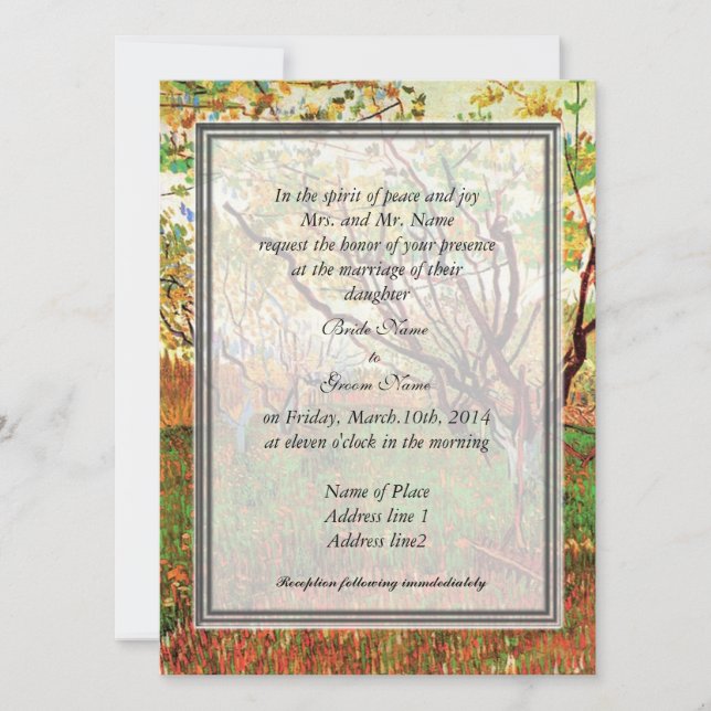Invitation des parents de la mariée, Verger en fle (Devant)