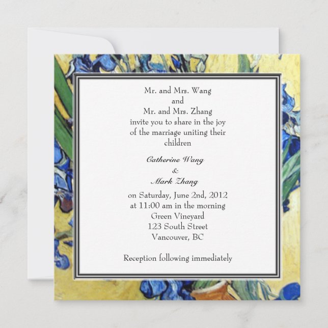 Invitation des parents des mariés. (Devant)