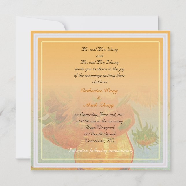Invitation des parents des mariés, mariage (Devant)