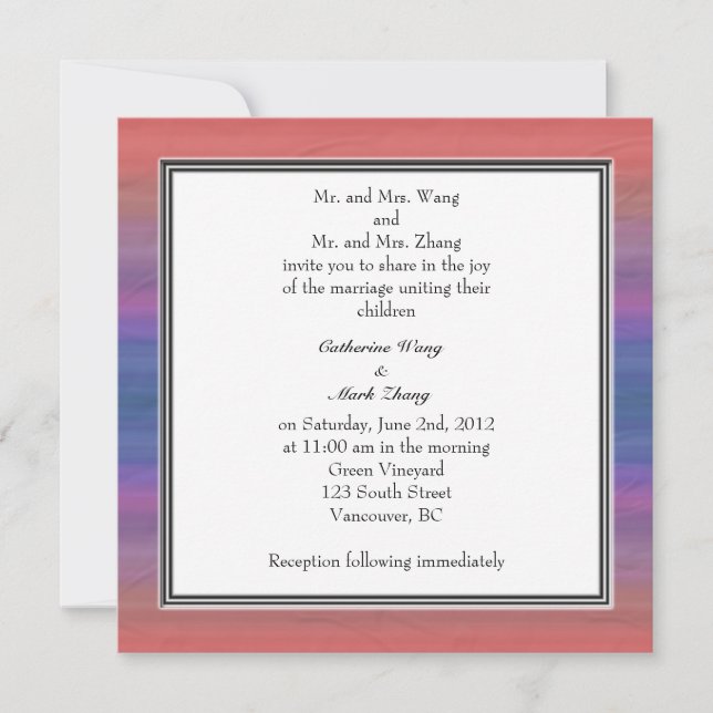 Invitation des parents des mariés, mariage (Devant)