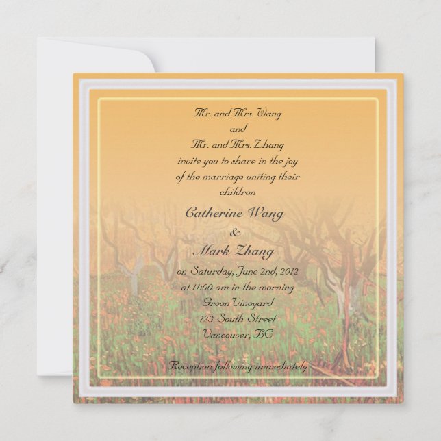 Invitation des parents des mariés, verger (Devant)