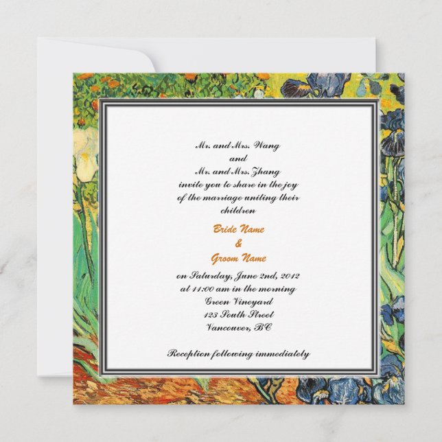 Invitation des parents mariés et mariés, mariage (Devant)