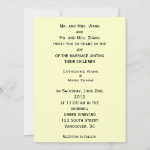 Invitation des parents mariés et mariés, mariage