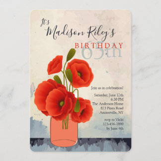 Invitation Des pavots rouges à l'invitation de Mason Jar