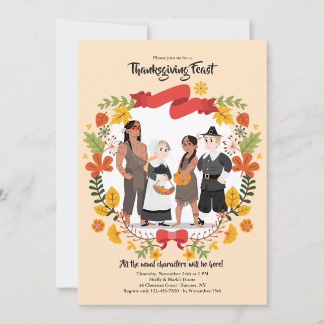 Invitation des personnages de Thanksgiving (Devant)