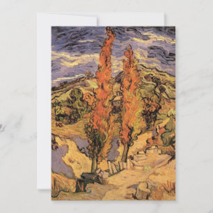 Invitation Des peupliers sur la route à travers les collines 