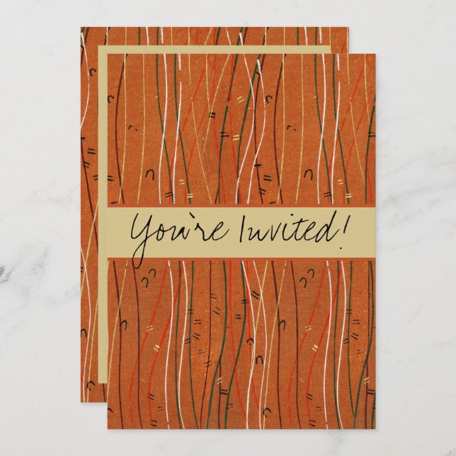 Invitation Des rayures rouges ondulées : Art Abstrait japonai (Devant / Derrière)