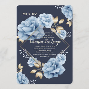 Invitation des Roses bleus Quinceañera