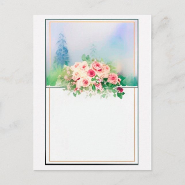 Invitation des Roses de design Mariage aquarelle (Devant)