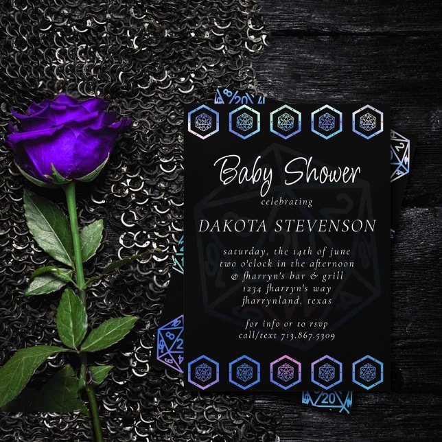 Invitation Dés RPG | Aurora Imaginaire Tabletop Gamer Douche (Créateur téléchargé)