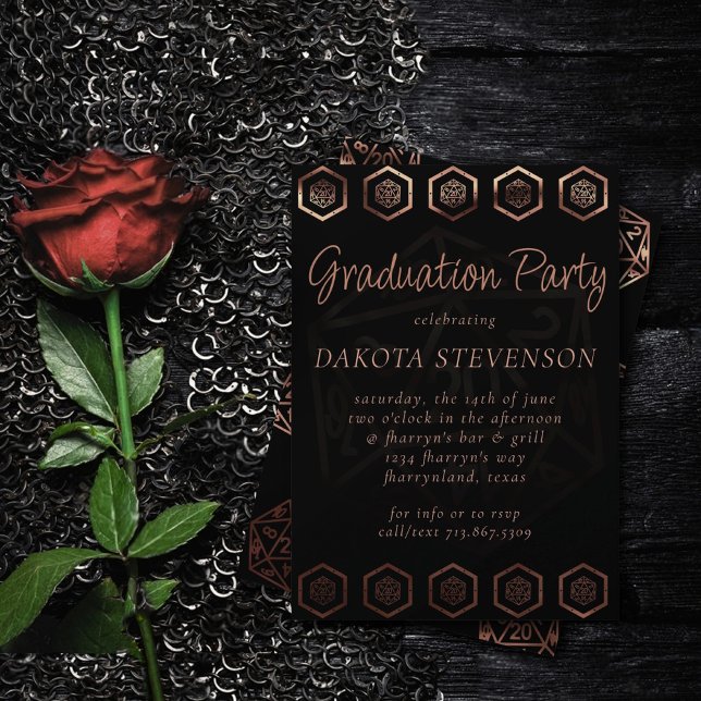 Invitation Dés RPG | Imaginaire cuivre Retro Tabletop PnP Gam (Créateur téléchargé)