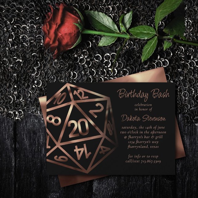 Invitation Dés RPG | Imaginaire cuivre Retro Tabletop PnP Gam (Créateur téléchargé)