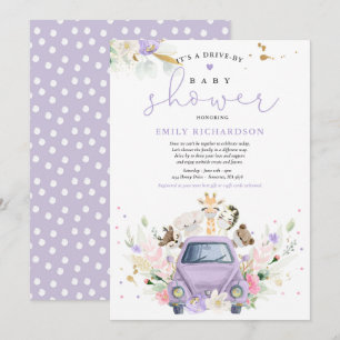 Invitation Des Safari Floraux Violets Conduisent Par Baby sho