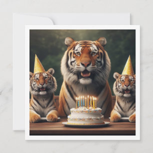 Invitation Des tigres fêtent leur anniversaire en photo de ti