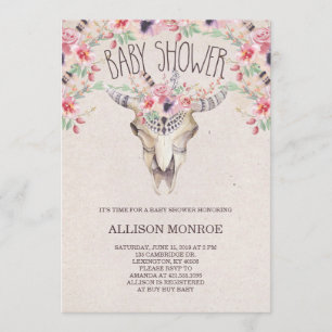 Invitation des tribus Boho et Baby shower floral