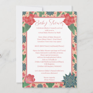 Invitation Desert Blush Rose Girl Baby shower Par Distance