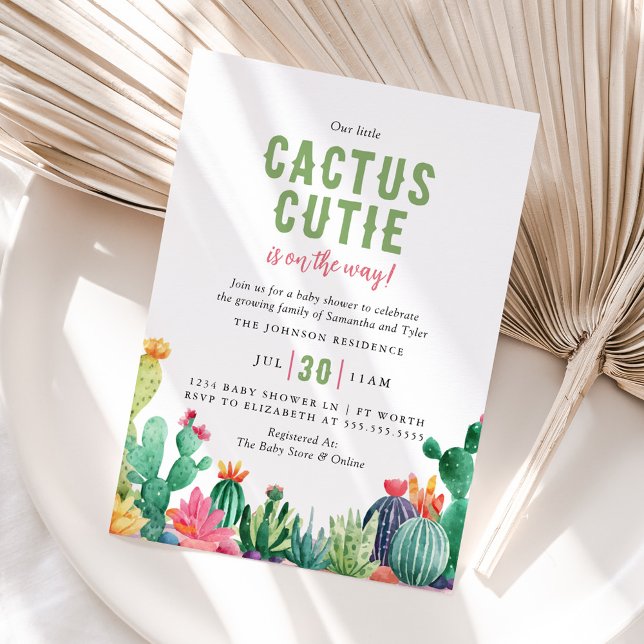 Invitation Desert Cactus Cutie Girl Baby Shower (Créateur téléchargé)