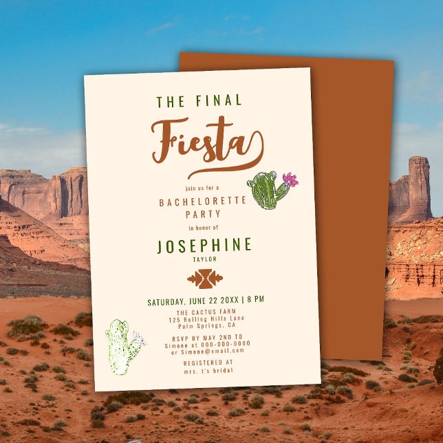 Invitation Desert Cactus Final Fiesta Rust Bachelorte Party (Créateur téléchargé)
