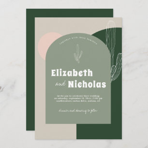 Invitation Désert de Boho minimal moderne   Cactus Green