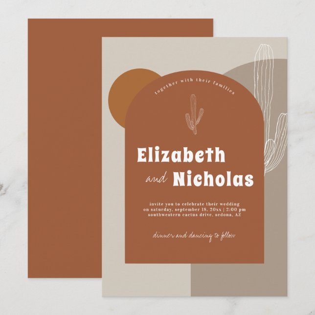 Invitation Désert de Boho minimal moderne | Terra Costa (Devant / Derrière)