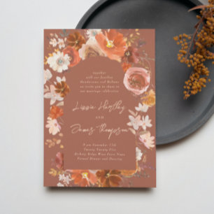 Invitation Désert de Terracotta moderne Floral Boho Arch Mari