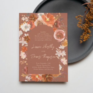 Invitation Désert de Terracotta moderne Floral Boho Arch Mari