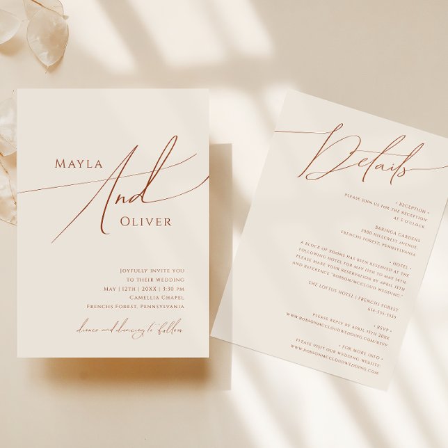 Invitation Désert de Whimsical | Beige Tout en un Mariage (Créateur téléchargé)