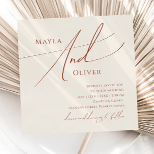 Invitation Désert de Whimsical   Mariage Carré beige