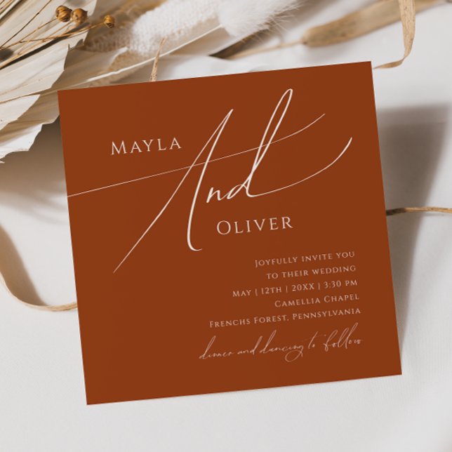 Invitation Désert de Whimsical | Mariage Carré en terre cuite (Créateur téléchargé)