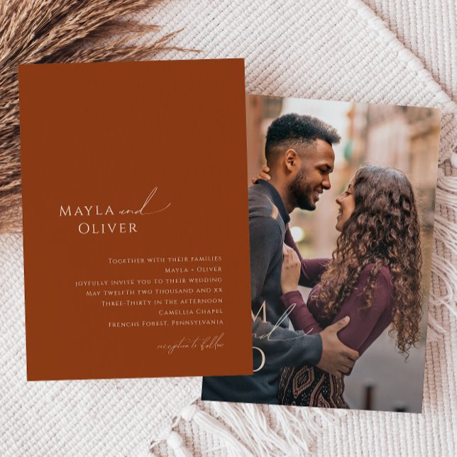 Invitation Désert de Whimsical | Mariage photo Monogramme rou (Créateur téléchargé)