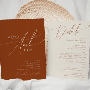 Invitation Désert de Whimsical   Terracotta tout en un Mariag