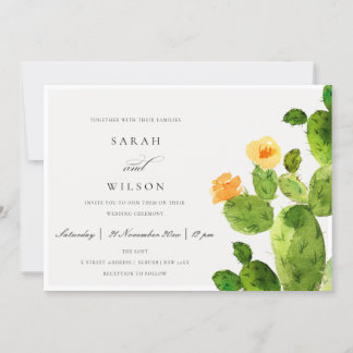 INVITATION DÉSERT D'EAU VERTE MARIAGE DE FLEURS CACTUS
