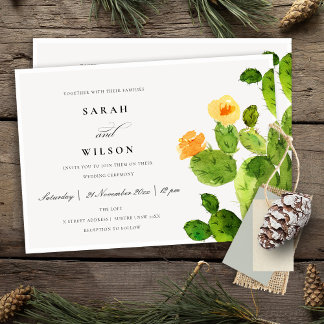 INVITATION DÉSERT D'EAU VERTE MARIAGE DE FLEURS CACTUS