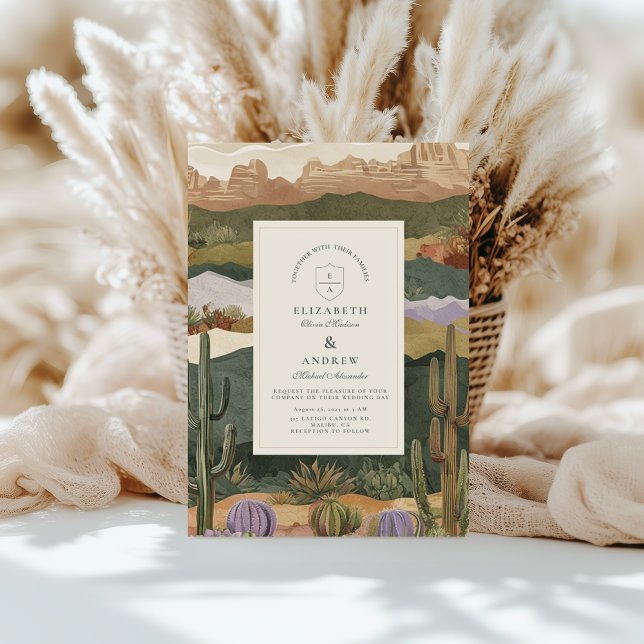 Invitation Désert du Sud-Ouest Cactus Mariage Paysage (Créateur téléchargé)