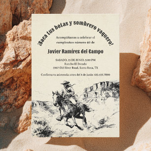 Invitation Désert Mexique espagnol Cowboy fête d'anniversaire