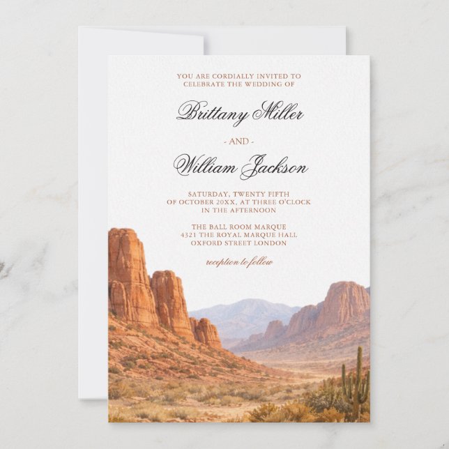 Invitation Desert Mountain Landscape Southwestern Wedding (Devant)