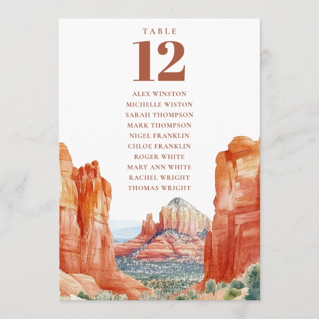 Invitation Desert Mountain Table Number Seating Chart (Devant)