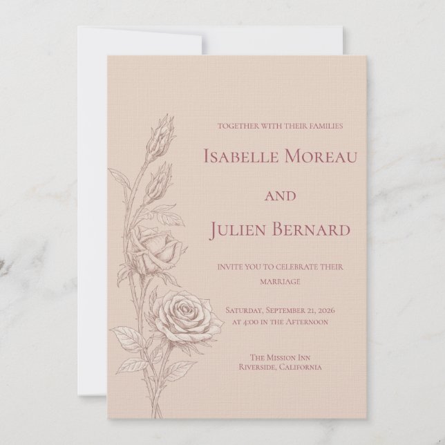 Invitation Desert Rose – Dune & Bloom Mariage (Devant)