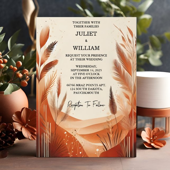Invitation Désert Rustique Boho Automne Ombre Mariage Brown (Créateur téléchargé)