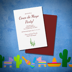 Invitation Desert Saguaro Cactus Cinco de Mayo