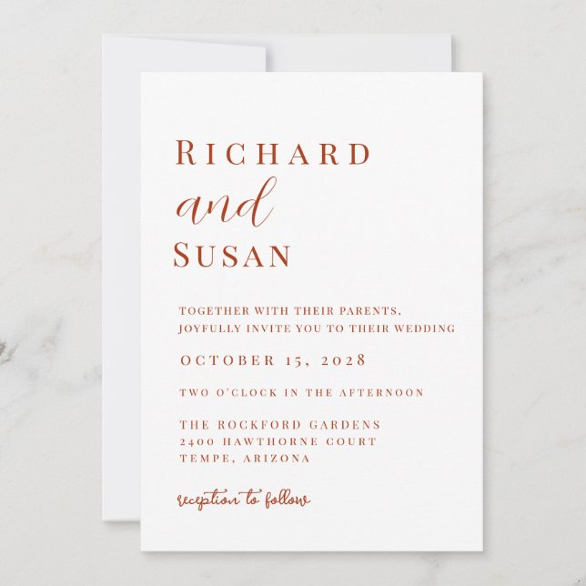 Invitation Desert Sienna Moderne minimaliste Mariage (Devant)