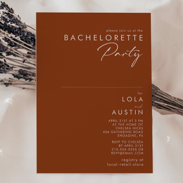 Invitation Désert simple | Terracotta Bachelorette Party (Créateur téléchargé)