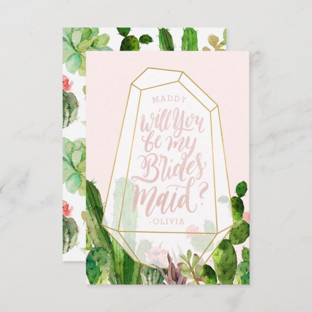 Invitation Desert Succulent Be My Bridesmaid Card (Devant / Derrière)