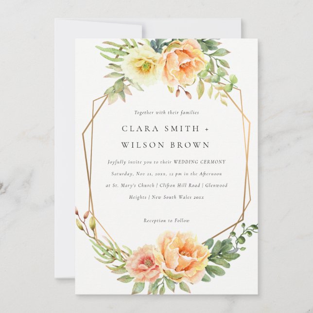 INVITATION DÉSERT VERT PEACH SUCCULENT CACTI FOLIAGE MARIAGE (Devant)