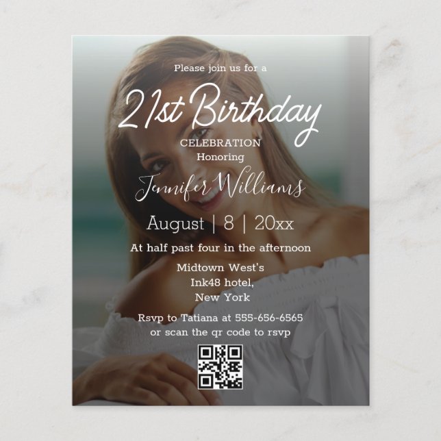 invitation design 21e anniversaire photo qr code (Devant)