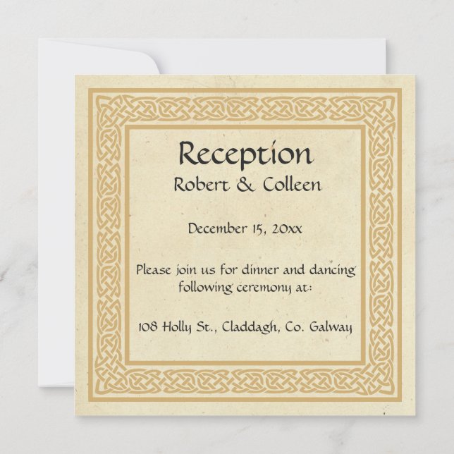 Invitation Design celtique avec Réception de Mariage Claddagh (Dos)