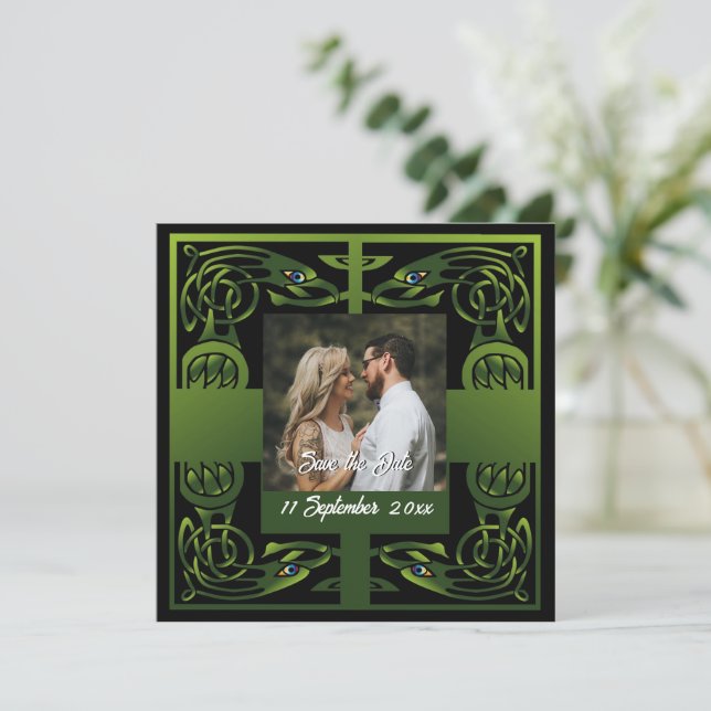 Invitation Design Celtique irlandais traditionnel vert (Debout devant)