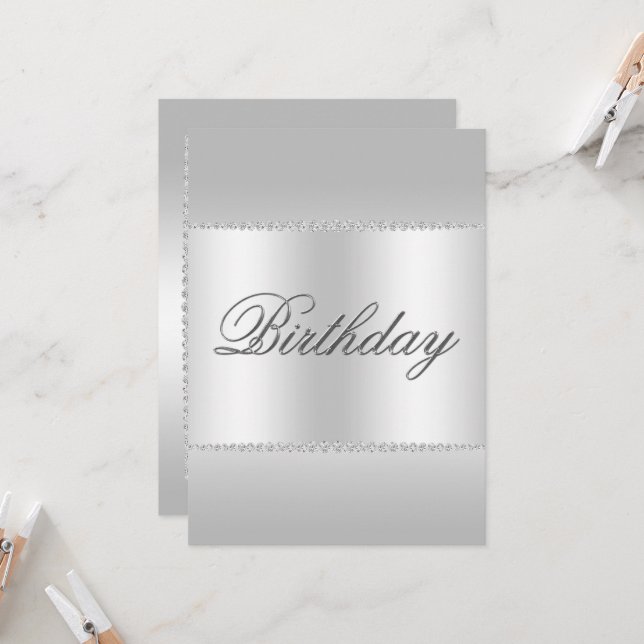 Invitation Design Classy Argent & Gems Anniversaire (Devant/Arrière en situation)